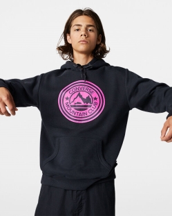 Converse Mountain Club Patch Pullover Férfi Pulóver Fekete | ZBYMGXS-HU